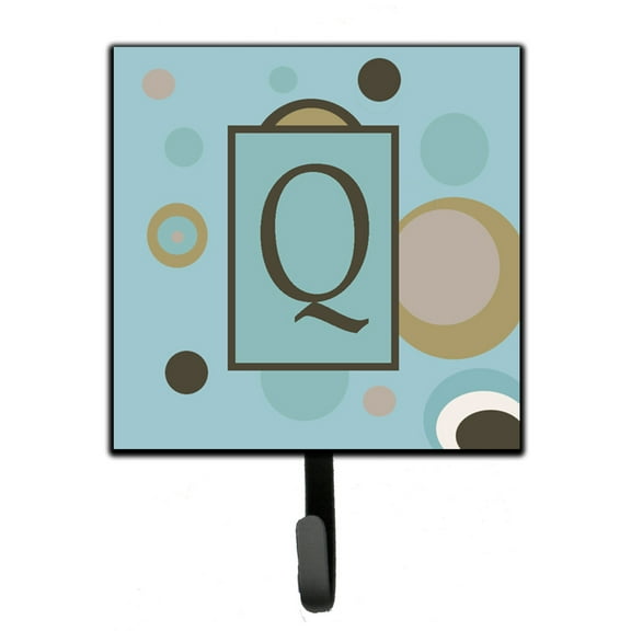 Letter Q Initial Monogram - Blue Dots Leash or Key Holder