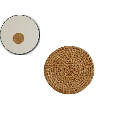 VQPeo Woven Coasters, Rattan Coasters, Round Wicker Coasters, Heat-resistant Drink Coasters for Coffee Table Housewarming Gifts Hot Drinking Home Decor Protecting Table