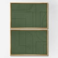 thumbnail image 4 of PixonSign Framed Wall Art Set Mid-Century Green Polygon Landscape Abstract Canvas Prints Geometric Splicing Modern Art Decoration Minimalist for Living Room, Bedroom, Office - 24"x36"x2 Natural, 4 of 5