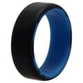 thumbnail image 1 of Anillo de boda ROQ silicona de 2 capas biselado de 8 mm Azul-negro para hombre, 1 of 1