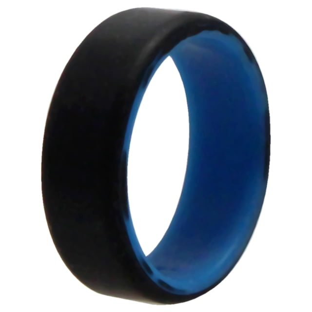 Anillo de boda ROQ silicona de 2 capas biselado de 8 mm Azul-negro para hombre