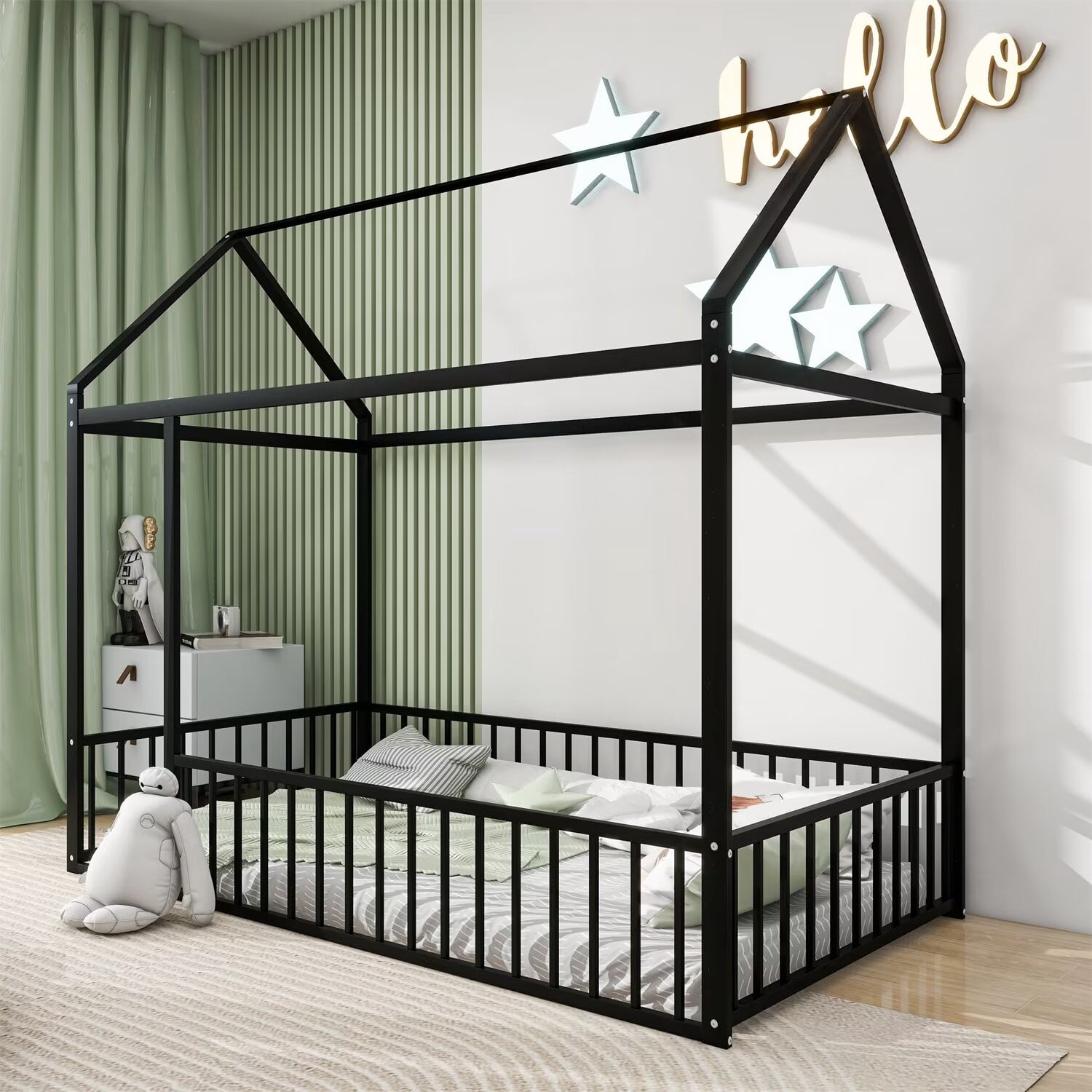 Triple Tree kids Twin Modern Metal Toddler Beds, Black
