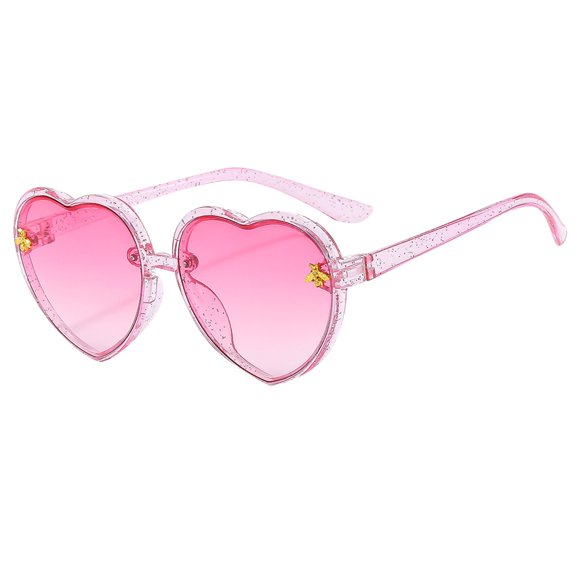 XASZHN Bee Heart Cute Kids Sunglasses Fashion Round Face Children Sun Glasses for Girls Hot Pink_001 One Size