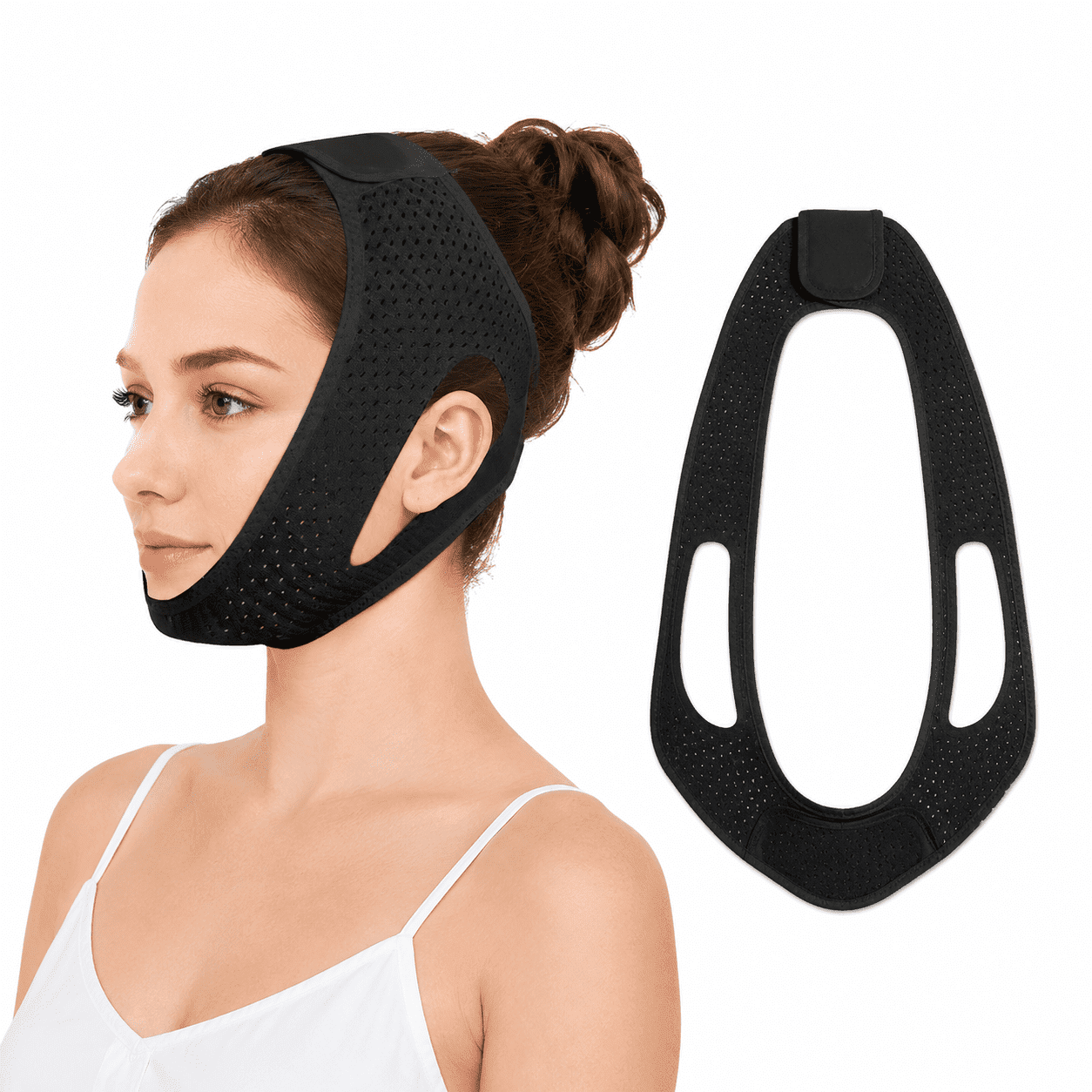 Anti Snore Chin Strap for Sleeping, Adjustable Breathable Chin Support Band, Soft Reusable Jaw Strap to Help Keep Mouth Closed, Reduce Open-Mouth Snoring and Dry Mouth, for Men and Women