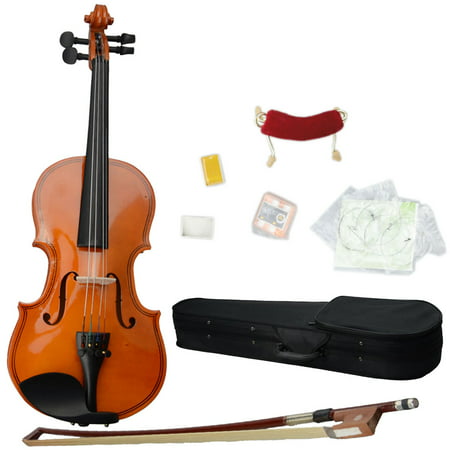 Glarry 1/8 Solid Wood Violin with Hard Case, Bow, Rosin, String, Tuner and More Natural