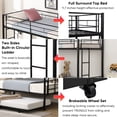 thumbnail image 4 of Enyopro Twin Bunk Bed with Trundle, Metal Bed Frame Bunk Beds for Teens Adult with Ladder and Safety Guardrails, Twin over Twin Bunk Bed Can be Split into 3 Twin Bed, TE736, 4 of 9