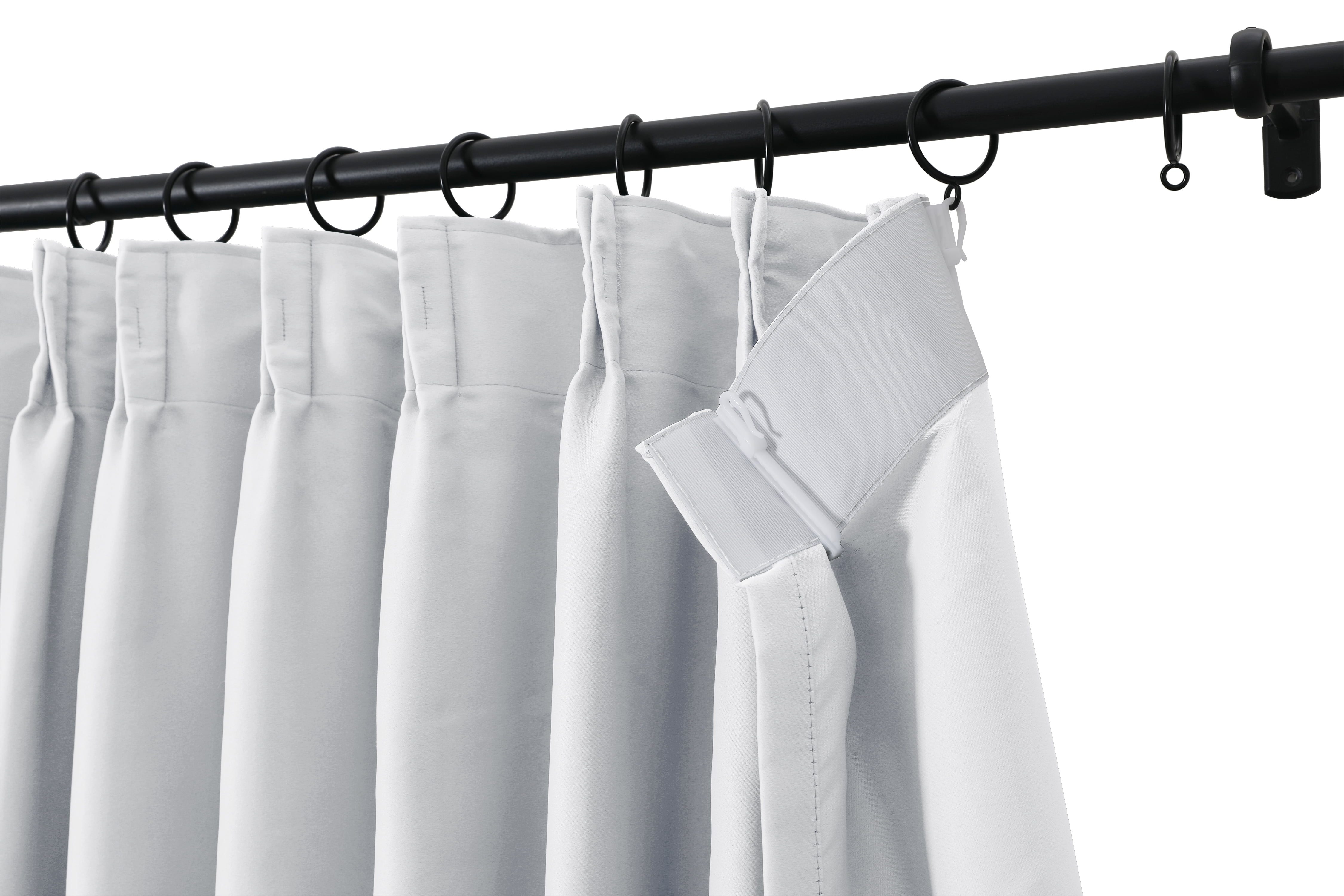TWOPAGES Pinch Pleated Curtain Blackout Light Blocking Drape for Bedroom, 1 Panel, 52"x108", Grey White
