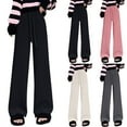 thumbnail image 4 of Rovga Women Pants Wide Leg High Elastic Waisted Solid Color Business Work Trousers Long Casual Trousers Pants Leisure Streetwear, 4 of 5
