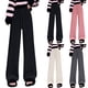thumbnail image 4 of Pantalones de pierna ancha Gibobby para mujer cintura alta elástica en la espalda negro M, 4 of 5