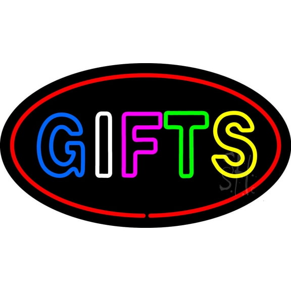 Double Stoke Gifts Oval LED Neon Sign 20" Tall x 37" Wide - inches, Black Square Cut Acrylic Backing, with Dimmer - Premium built indoor Sign for Storefront, Store interior.