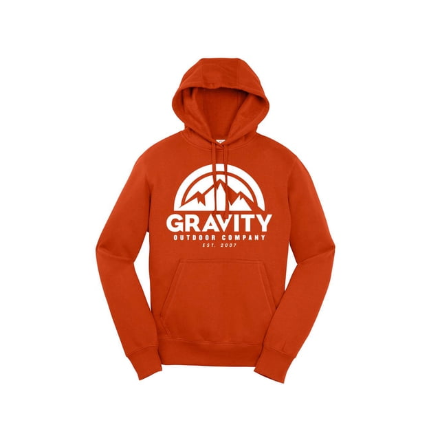 Mens Gravity Outdoor Co. Hooded Sweater - Deep Orange - White Logo - 2XL
