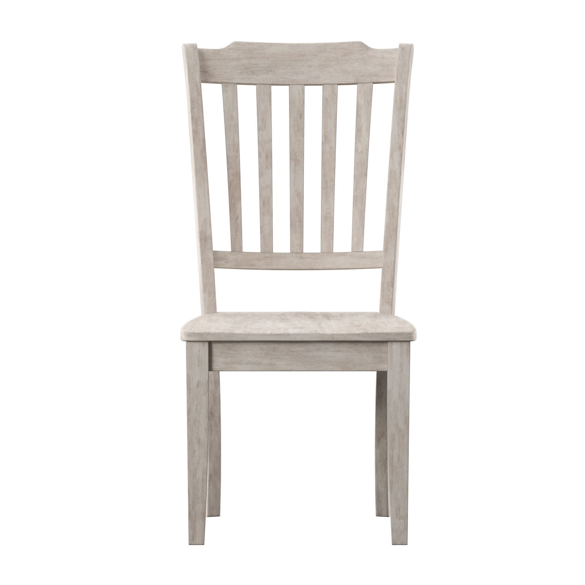 Weston Home Farmhouse Slat Back Wood Dining Chairs, Set of 2, Antique White Finish