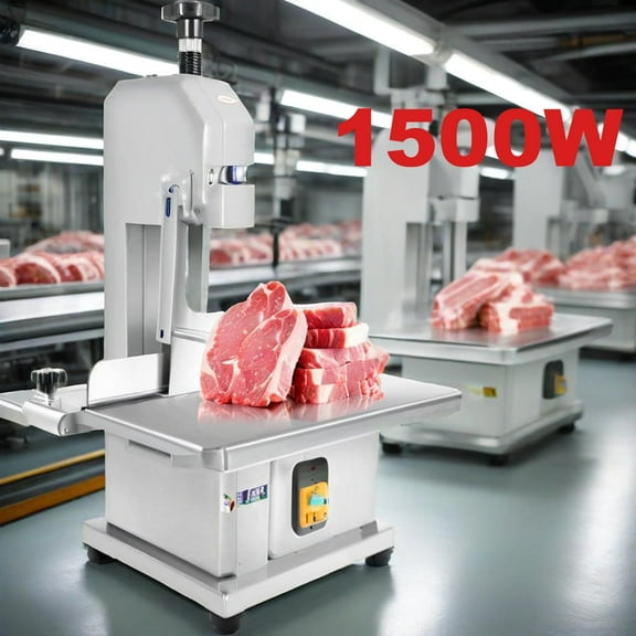 1500W Commercial Electric Meat and Bone Bandsaw, Countertop Bone Sawing Machine for Factory Steel Meat Cutting Machine With Work beach 19" x 14"
