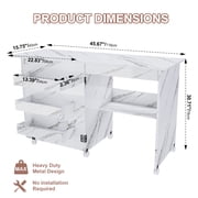 4-in-1 Folding Sewing Table with Lockable Wheels - Multi-Functional Craft Station, End Table, Computer Desk, and Kitchen Storage with Shelves - White Rolling Sewing Machine Table for Apartments
