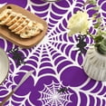 thumbnail image 5 of Halloween Tablecloth 60x84 Inch Rectangular, Spider Web Pattern Cobweb Scary Themed Washable Table Cover for Party Picnic Dinner Decor Purple, 5 of 6