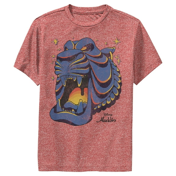 Boy's Aladdin Sand Tiger Cave  Performance Graphic Tee Red Heather Medium