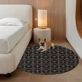 thumbnail image 2 of Black Floral Abstract Round Area Rug 4Ft Washable Circle Rugs for Bedroom Dining Room, Vintage Ethnic Bohemian Flowers Non-Slip Carpet Floor Mats Indoor Outdoor Carpet Runner Aesthetic Home Decor, 2 of 8