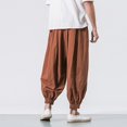 thumbnail image 6 of CENL Fashion Oversize Men Loose Harem Pants Linen Sweatpants Casual Trousers Male, 6 of 9