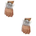 thumbnail image 1 of Cateissary Ramillete de muñeca con rosa encantadora, accesorio hermoso y femenino, ramillete de muñeca con rosa de satén hecho a mano N18 N18 plata 2piezas, 1 of 6