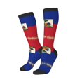 thumbnail image 2 of Women's Knee High Socks Haitian Flag Pattern Thermal Soft Knee Long Socks, 2 of 7