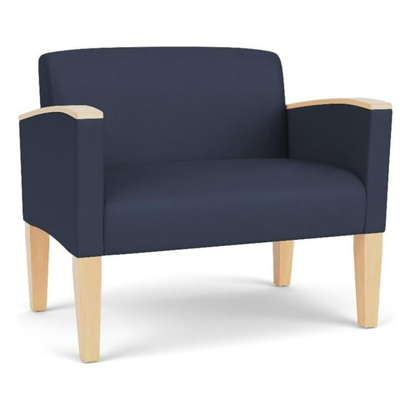 Belmont Lounge Reception Waiting Bariatric Chair / Natural Wood Legs / Blue