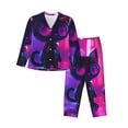 thumbnail image 1 of Balery Neon Toy Cat Reflections Conjunto de Pijama con Estampado para Mujer, Conjunto de Dos Piezas con Manga Larga, Ropa de Dormir Suave con Bolsillos, Pijamas Cómodos-Medium, 1 of 7