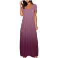 thumbnail image 3 of Meichang Robes d'Été pour Femmes 2025 Robe Maxi Grande Taille Imprimé Dégradé Robe Décontractée Manches Courtes Col Rond Robes T-Shirt Travail Coupe Ample Longue Robe, 3 of 6