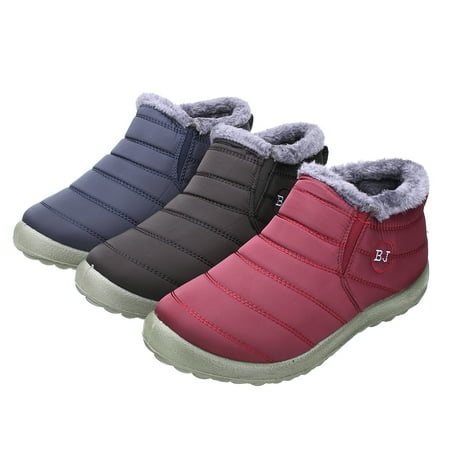 Meigar 2019 Women's Casual Fashion Winter Shoes Warm Fabric Fur-lined Slip On Ankle Outdoor Snow Boots Sneakers