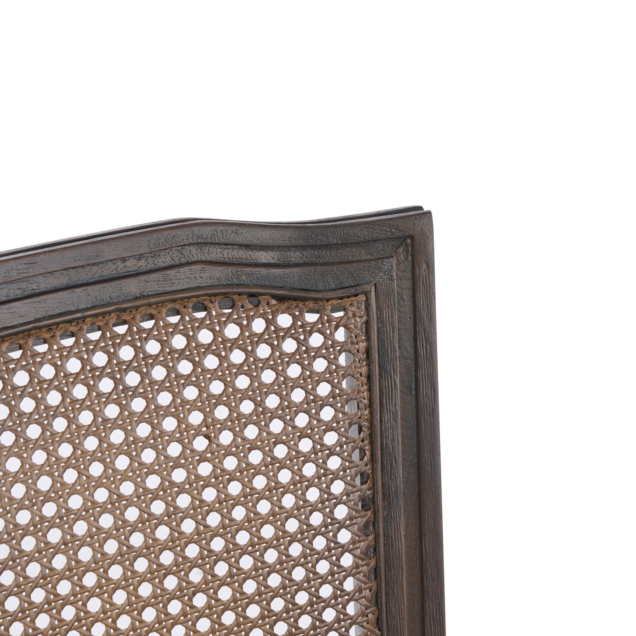 Christopher Knight Home Set of 2 French Country Dining Chairs with Rattan Cane Back, Dark Walnut+Slate Blue