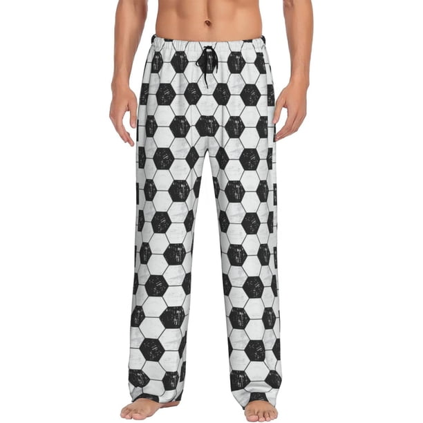 Fotbe Soccer Pantalones de Pijama para Hombre, Pantalones de Dormir, Pantalones de Casa con Cintura Ajustable y Bolsillos-Small
