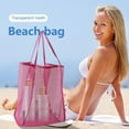 thumbnail image 5 of 26L Nylon Mesh Beach Bag, Black White Green Blue Hot Pink, 12.09x14.82x8.58in, Foldable Tote for Beach Pool Vacation, Quick-Dry, 5 of 6
