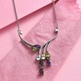 thumbnail image 2 of Multi Gemstone Necklace 18 Inches in Stainless Steel 3.35 ctw | Tarnish-Free, , Sweat Proof Jewelry Christmas Gifts, 2 of 7