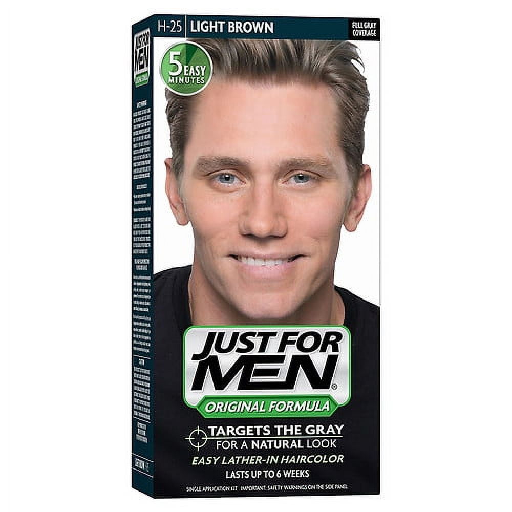 Just for Men Original Formula Men's Hair Color, Light Brown H-25, 2 Pack, Easy Shampoo-In, Gray-Free, Nourishing - Walmart.com Just for Men Original Formula Men's Hair Color, Light Brown H-25, 2 Pack, Easy Shampoo-In, Gray-Free, Nourishing - Walmart.com