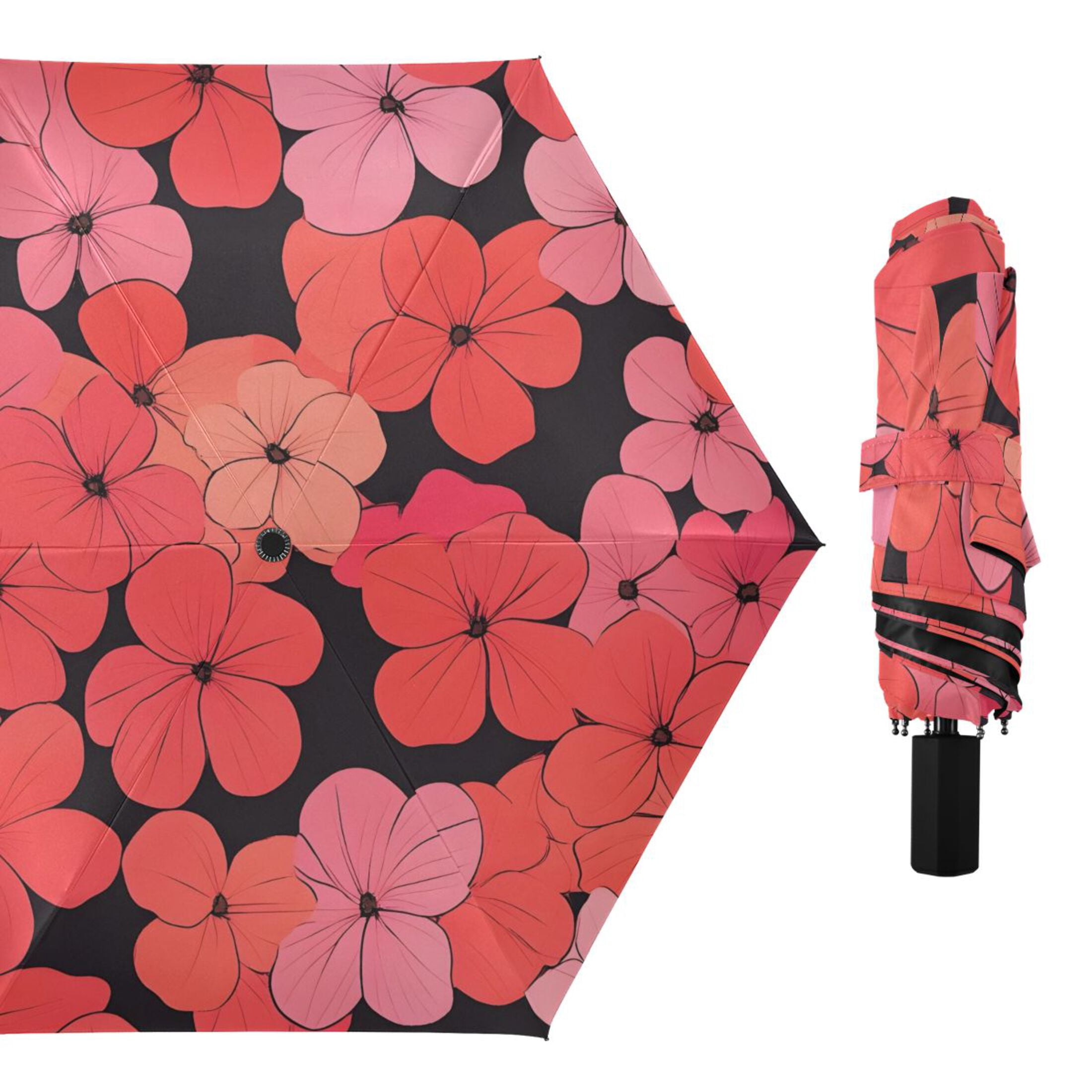 ALAZA Elegant Flowers-r5 UPF 50+ Compact Folding Umbrella for Rain Travel Umbrella Packable