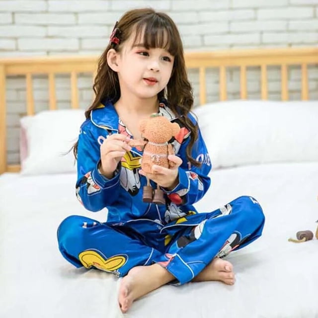 Disney-Pijama de manga larga para niños y niñas, ropa de dormir de dibujos animados, Mickey, Minne, Pato Donald, para el hogar