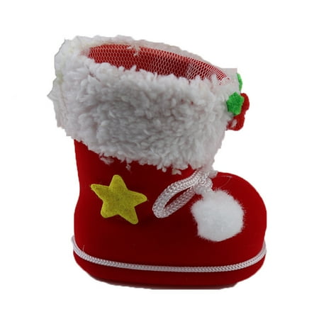 

XHAO Christmas Candy Boots Cute Wide Application Plastic Plush Christmas Candy Red Boots Shoes Santa Gift Stocking for Party