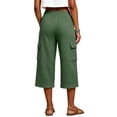 thumbnail image 6 of Utoimkio Women's Waffle Knit Capri Pants Drawstring High Waist Relax Fit Cargo Trousers with Side Pockets, 6 of 6