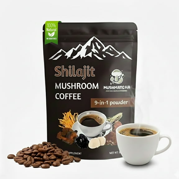 MushMatcha Shilajit Mushroom Coffee Functional Vegan Naturally Caffeinated Medium Roast 1 Count 100g