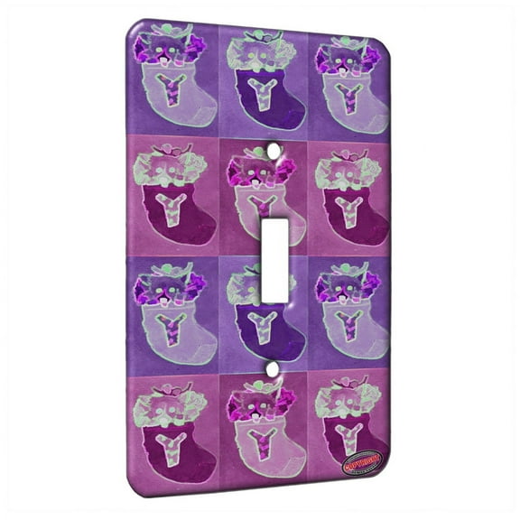 KuzmarK™ Single Gang Toggle Switch Wall Plate - Corgi Christmas Stocking JOY Set Y Dog Electric Art by Denise Every