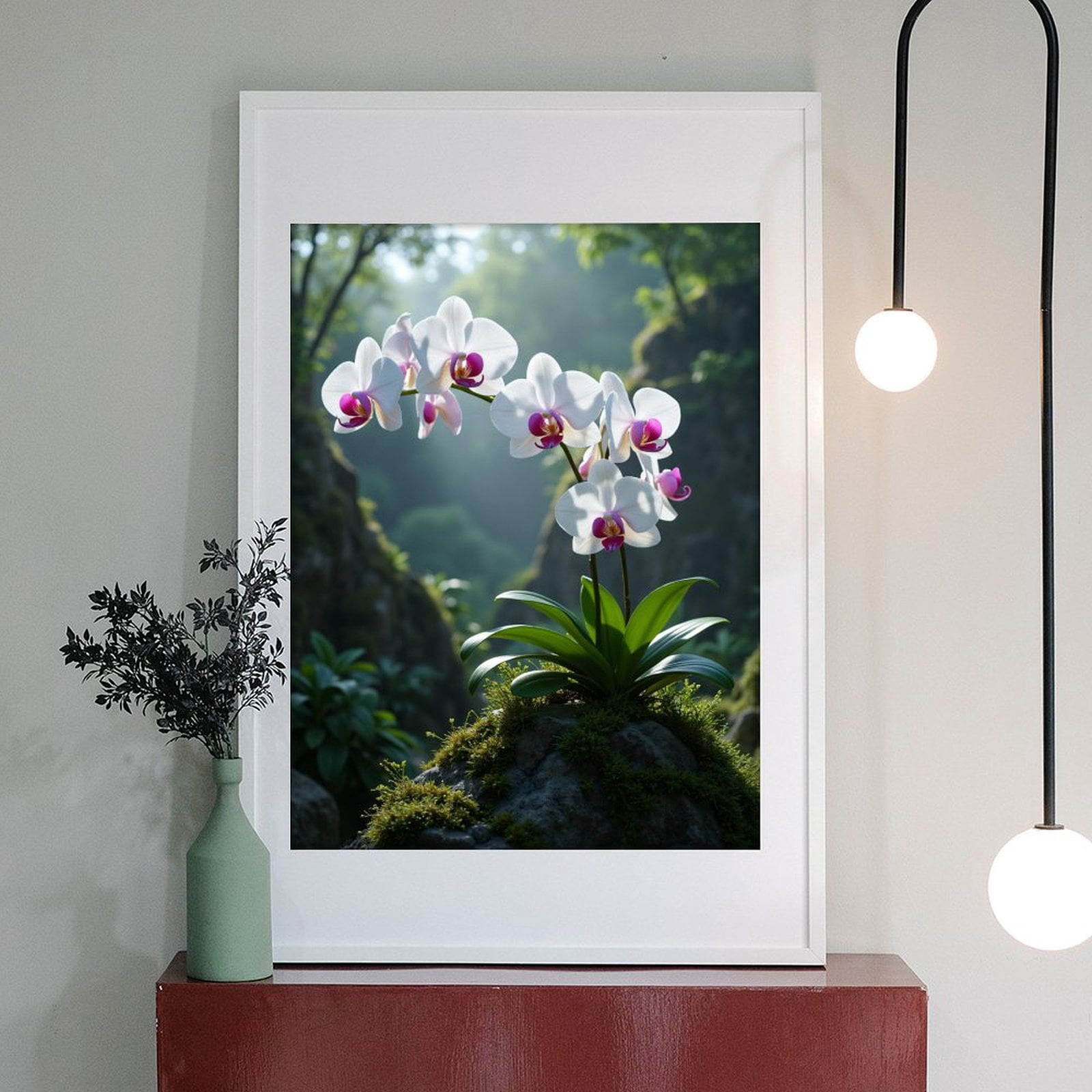 Diamond Art Kit for Adults, Calm Serenity Orchids Mossy Rock Diamond Painting for Adults Beginners, 5D DIY Diamond Art Painting Kits, Colorful Diamond Painting Craft for Home Decor 12x16