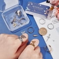 thumbnail image 3 of 1 caja de 8 juegos de anillos de acero inoxidable con dijes, anillos con dijes a granel, flores de loto de plata dorada, dijes de cono, juego de anillos de metal de estilo francés ajustables., 3 of 6