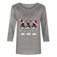 thumbnail image 5 of Hauts pour Femmes Décontractés T-Shirt à Imprimé de Noël Rouge Verre de Vin T-Shirt Graphique Manches 3/4 Cols Ras du Cou Blouses Grande Taille pour Femmes, Gris, 2TG, 5 of 5