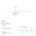 thumbnail image 3 of Breeze 52in 3-Blade Smart Ceiling Fan in Matte White 2700K-6000K CCT Selectable LED Light Kit with Remote Control Works With iOS or Android App, 3 of 10