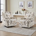 thumbnail image 6 of Recliner Chair Set of 2 Swivel Glider Rocking Chair for Adults, High Back Upholstered Rocking Armchair for Living Room, Manual Reclining Sofa Lounge Chair with Deep Seat in Fabric - Beige Plants, 6 of 6