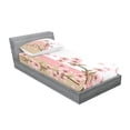 thumbnail image 2 of Japanese Fitted Sheet & Pillow Sham Set, Romantic Sakura Blooms Flowers Petals Spring Wind Eastern Nature Theme, Decorative Printed 4 Piece Bedding Decor Set, Twin, Sand Brown Pale Pink, by Ambesonne, 2 of 3