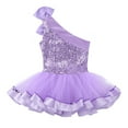 thumbnail image 4 of iEFiEL Kids Girls One Shoulder Bowknot Sequined Ballet Dance Gymnastics Leotard Tutu Dress, 4 of 7