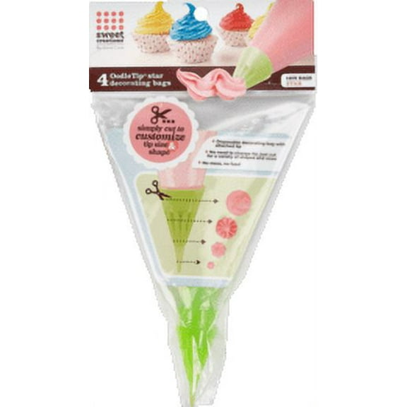 Sweet Creations OodleTip Decorating Bag, Star, 4 Ct