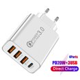 thumbnail image 1 of Cabezal De Adaptador De Carga Para Teléfono Inteligente 3Usb + Pd20W Cargador De Teléfono Tipo C Adaptador De Carga Para Teléfono Inteligente (Enchufe De La Ue Blanco), 1 of 5