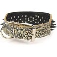 thumbnail image 2 of YOITEA 3" Sharp Spiked Studded Leather Dog Collar for Training,Sports,Walking,Travel,Dog Show,Heavy Duty,Waterproof,Medium Dogs,Pitbull,Labrador,Boxer, 2 of 4