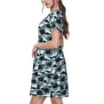 thumbnail image 2 of Easygdp Angry Shark para Vestido Transpirable de Mujer, Vestido Suelto de Manga Corta con Pliegues y Bolsillos para el Verano, 2 of 6